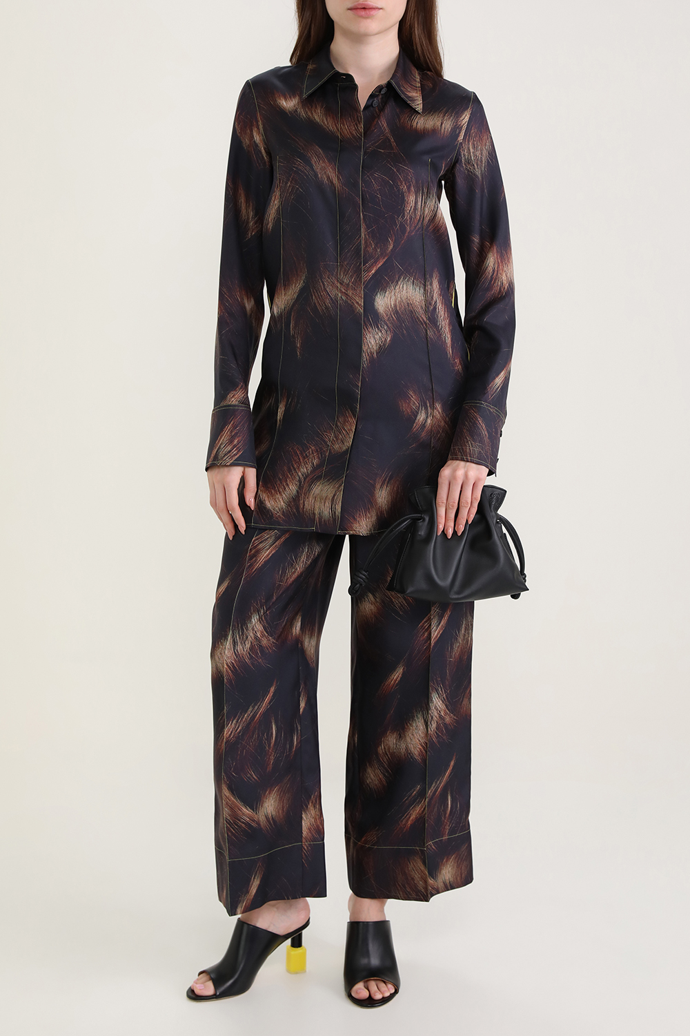 מכנסי פיג'מה ממשי עם הדפס שיער